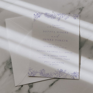 Invitación Elegante boda vintage de chinoisería lila