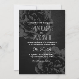 Invitación Elegante Boda Vintage de Floral Negra