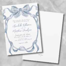 Invitación Elegante Boda Vintage Dusty Blue Bow