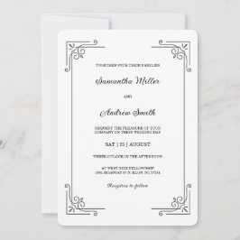 Invitación Elegante Boda Vintage en Blanco y Negro