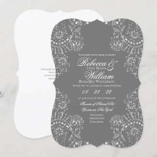 Invitación Elegante Boda Vintage Gray Lace