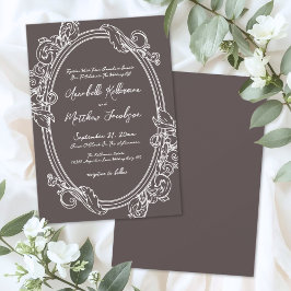 Invitación Elegante Boda Vintage Marrón
