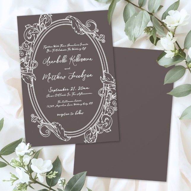 Invitación Elegante Boda Vintage Marrón (Elegant Vintage Brown Wedding Invitation )
