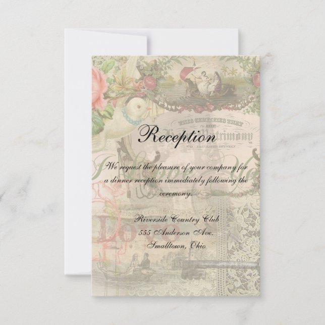 Invitación Elegante Boda Vintage Matrimonio Antiguo Vintage (Anverso)