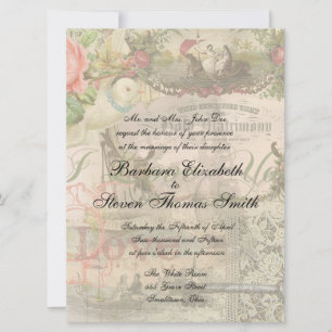 Invitación Elegante Boda Vintage Matrimonio Antiguo Vintage