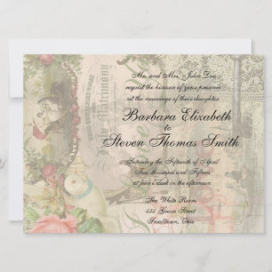 Invitación Elegante Boda Vintage Matrimonio Antiguo Vintage