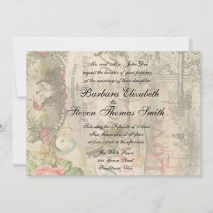 Invitación Elegante Boda Vintage Matrimonio Antiguo Vintage