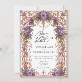 Invitación Elegante Boda Vintage Nouveau Ahorra La Fecha