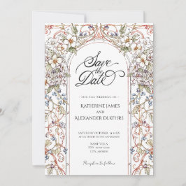 Invitación Elegante Boda Vintage Pastel Salva La Fecha