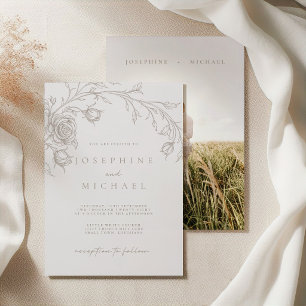 Invitación Elegante Boda Vintage Sepia