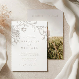 Invitación Elegante Boda Vintage Sepia