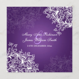 Invitación Elegante Boda Vintage Swirls Púrpura