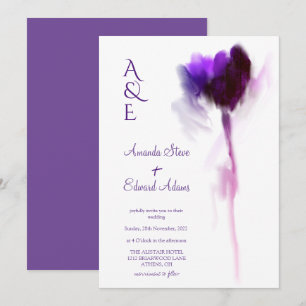 Invitación Elegante Boda Violeta Tulipán Floral De La Planta 