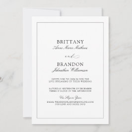 Invitación Elegante Boda virtual blanco negro