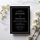 Invitación Elegante Boda Virtual Clásico Negro Y Blanco<br><div class="desc">Elegante Invitación clásica a la boda virtual en blanco y negro.</div>