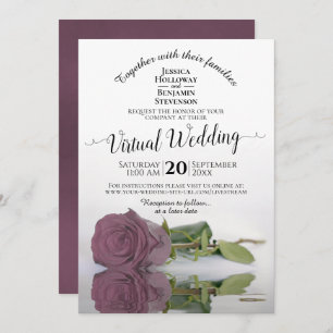Invitación Elegante Boda virtual color rosa malva que refleja