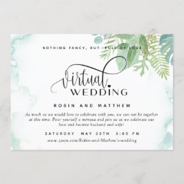 Invitación Elegante Boda virtual de color de agua verde en lí