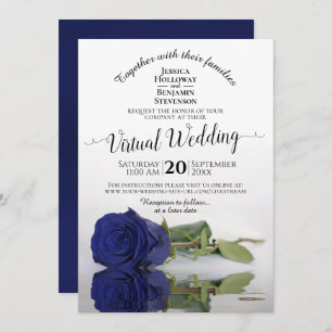 Invitación Elegante Boda virtual de la Marina Azul que reflej