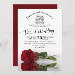 Invitación Elegante Boda virtual de la Rosa Roja