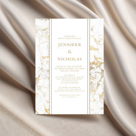 Invitación Elegante Boda virtual de mármol blanco y oro