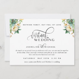 Invitación Elegante Boda virtual floral blanca y miel Inv