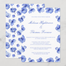 Elegante Boda virtual floral de Hydrangea azul