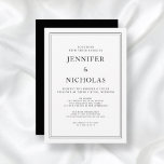 Invitación Elegante Boda Virtual Formal Blanco Y Negro<br><div class="desc">Elegante Invitación formal a la boda virtual en blanco y negro.</div>