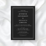 Invitación Elegante Boda virtual formal de color blanco negro<br><div class="desc">Elegante clásico formal blanco negro invitación a la boda virtual</div>