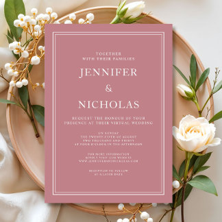 Invitación Elegante Boda Virtual Formal Rosa Polvorienta