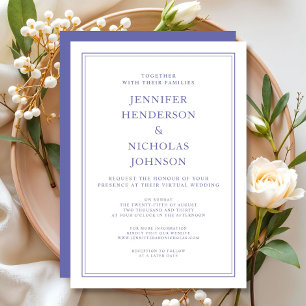 Invitación Elegante Boda virtual púrpura y blanca Inv