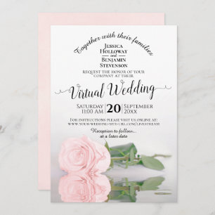 Invitación Elegante Boda virtual Rosa de Rubor Rosa