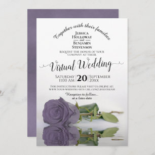 Invitación Elegante Boda virtual Rosa Lilac o Dusty Purple