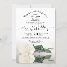 Invitación Elegante Boda virtual Rosa que refleja el blanco