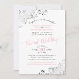 Invitación Elegante Boda virtual rosa y gris de Lacy Silver