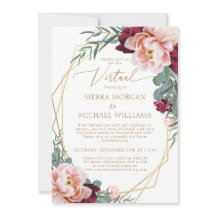 Elegante Boda virtual Rubor Burgundy Gold