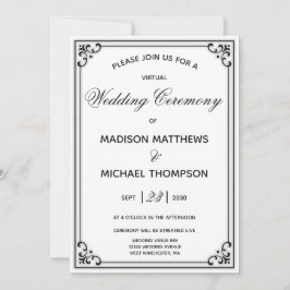 Invitación Elegante Boda virtual simple Boda de transmisión e