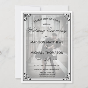 Invitación Elegante Boda virtual simple Boda de transmisión e