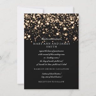 Invitación Elegante Boda Vow Renovación Dorada Medianoche Gla
