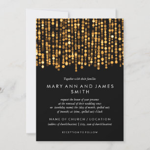 Invitación Elegante Boda Vow Renovación Luces de Oro Modernas