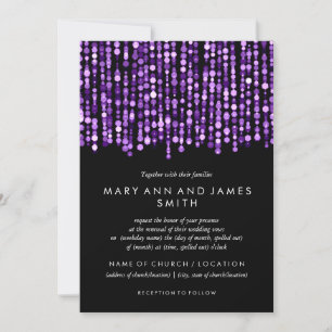 Invitación Elegante Boda Vow Renovación Luces Moradas Moderna