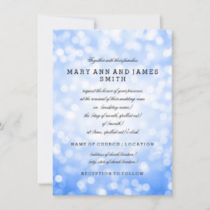 Invitación Elegante Boda Vow Renovación Luces Purpurinas Azul