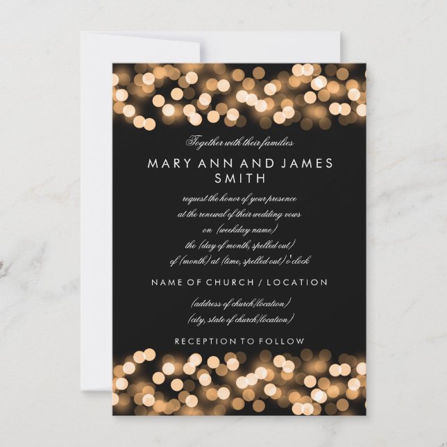 Invitación Elegante Boda Vow Renovación Oro Hollywood Glam (Anverso)