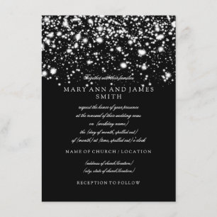 Invitación Elegante Boda Vow Renovación Plata Glam Medianoche