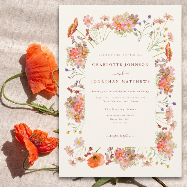 Invitación Elegante Boda Wildlower (Elegant wildflower wedding invitation)