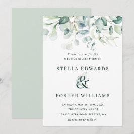 Invitación Elegante Boda y afición de follaje verde