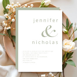 Invitación Elegante Boda y Ampersor Verde Sage