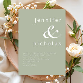 Invitación Elegante Boda y Ampersor Verde Sage