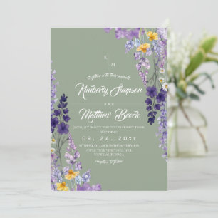Invitación Elegante Bodas De Flores Silvestres Rústicas Y Sal