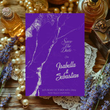 Elegante Bodas de Mármol Morado Plateado Salvar la