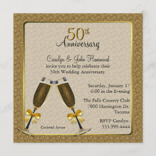 Invitación Elegante Bodas de Oro 50 Aniversario de Boda